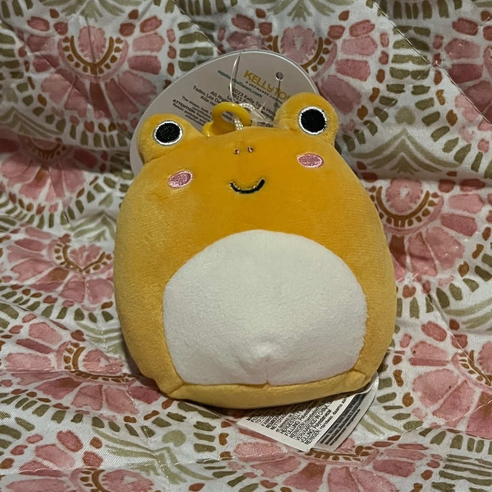 Leigh Squishmallow Clip - 3.5” Yellow Toad Frog Squishmallow Clip-on Plush